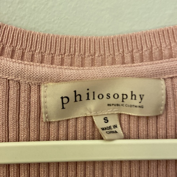 💜Philosophy Ribbed Knit 3/4 Sleeve V-Neck Top size small - Picture 7 of 8